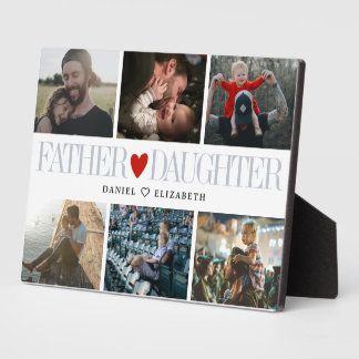 Father Daughter Heart Photo Grid Collage Plaque