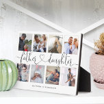 Father Daughter Heart Script | Photo Grid Collage Plaque<br><div class="desc">A special and memorable photo collage gift for father and daughter. The design features an eight-photo collage layout to display eight of your own special father and daughter photos. "Father Daughter" is designed in a stylish black brush script and heart design calligraphy and customised with the father and daughter's names....</div>