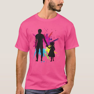 Father Daughter Holding Hands Splashback design bo T-Shirt