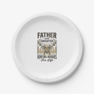 Father Daughter Hunting Buddies Deer Shirt Design_ Paper Plate