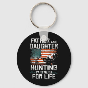 Father Daughter Hunting Partners American Flag On  Key Ring