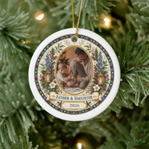 Father & Daughter Personalised Christmas Photo Ceramic Tree Decoration