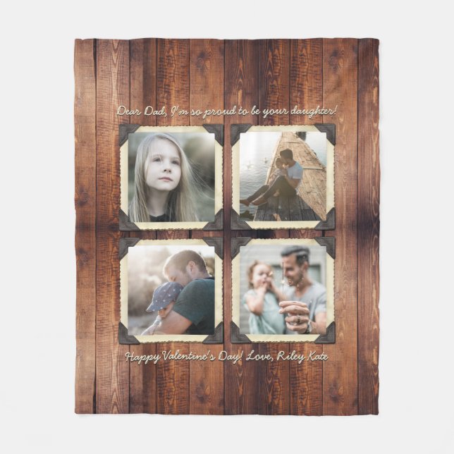 Father Daughter Personalised Instagram Photo Grid Fleece Blanket (Front)