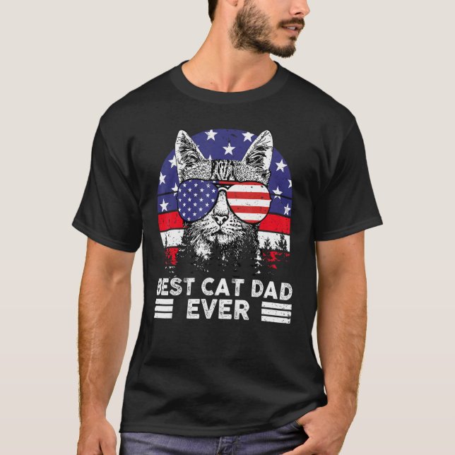 Father Day  Best Cat Dad Ever US Flag Patriotic 4t T-Shirt (Front)