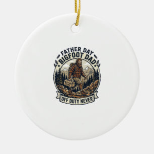 Father Day Bigfoot Dad Shirt Dad Mode In The Wild Ceramic Tree Decoration