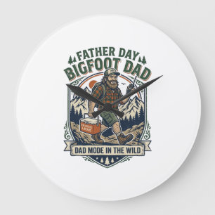 Father Day Bigfoot Dad Shirt Mythical Family Man R Large Clock