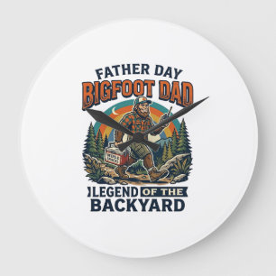 Father Day Bigfoot Dad Shirt Snacks Hero Funny Gif Large Clock