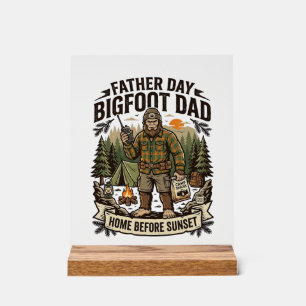 Father Day Bigfoot Dad Shirt Woodland Papa Retro G Acrylic Sign