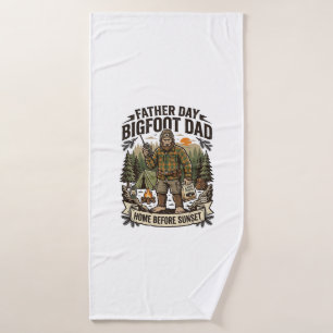 Father Day Bigfoot Dad Shirt Woodland Papa Retro G Bath Towel