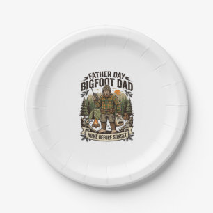Father Day Bigfoot Dad Shirt Woodland Papa Retro G Paper Plate