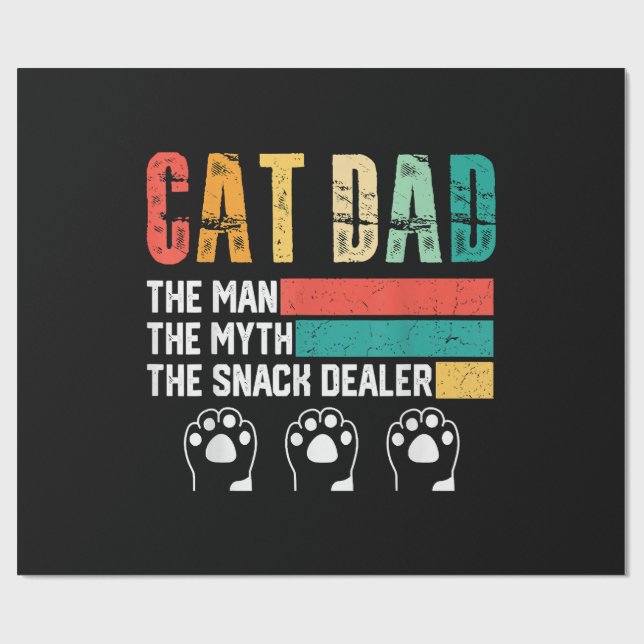 Father Day Cat Dad Wrapping Paper (Flat)