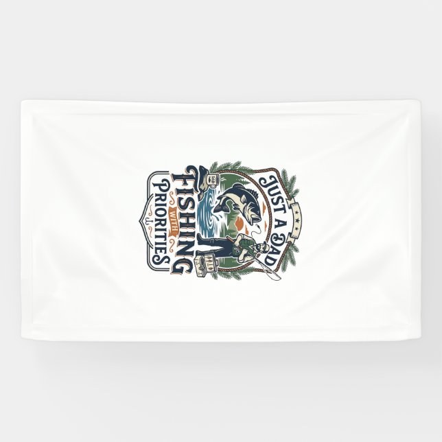 Father Day Fishing Dad Shirt Just A Dad With Fishi Banner (Horizontal)
