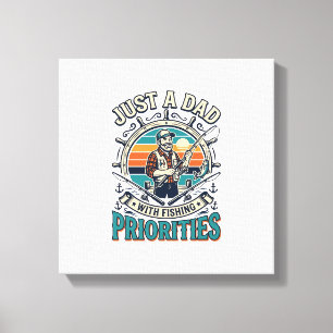 Father Day Fishing Dad Shirt Just A Dad With Fishi Canvas Print