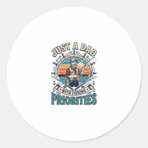 Father Day Fishing Dad Shirt Just A Dad With Fishi Classic Round Sticker
