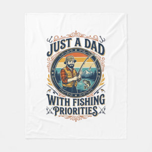 Father Day Fishing Dad Shirt Just A Dad With Fishi Fleece Blanket