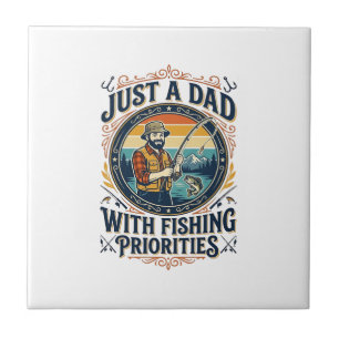 Father Day Fishing Dad Shirt Just A Dad With Fishi Tile