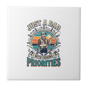 Father Day Fishing Dad Shirt Just A Dad With Fishi Tile