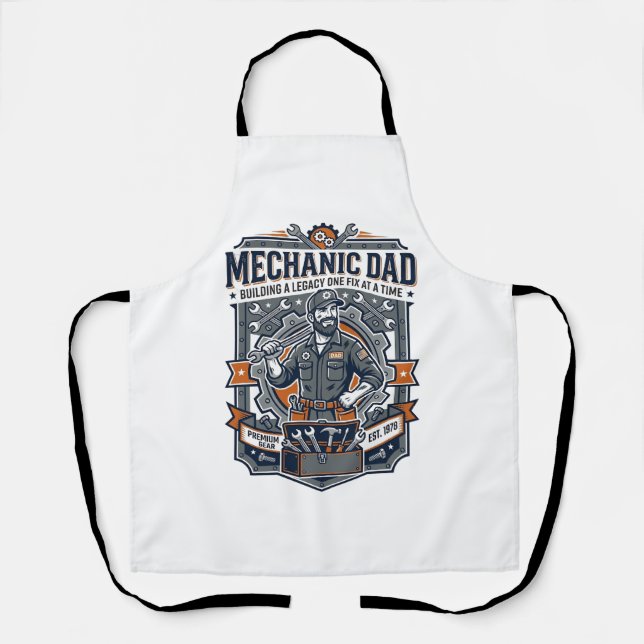 Father Day Mechanic Dad Shirt Funny Working Dad Gi Apron (Front)
