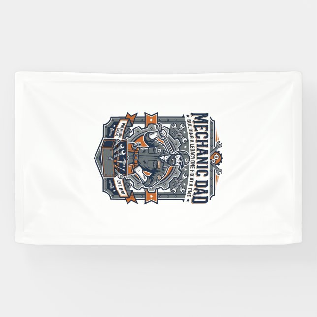 Father Day Mechanic Dad Shirt Funny Working Dad Gi Banner (Horizontal)