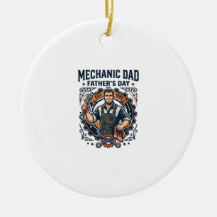 Father Day Mechanic Dad Shirt Funny Working Dad Gi Ceramic Tree Decoration