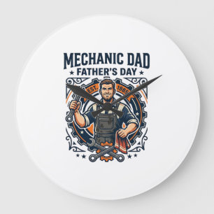 Father Day Mechanic Dad Shirt Funny Working Dad Gi Large Clock