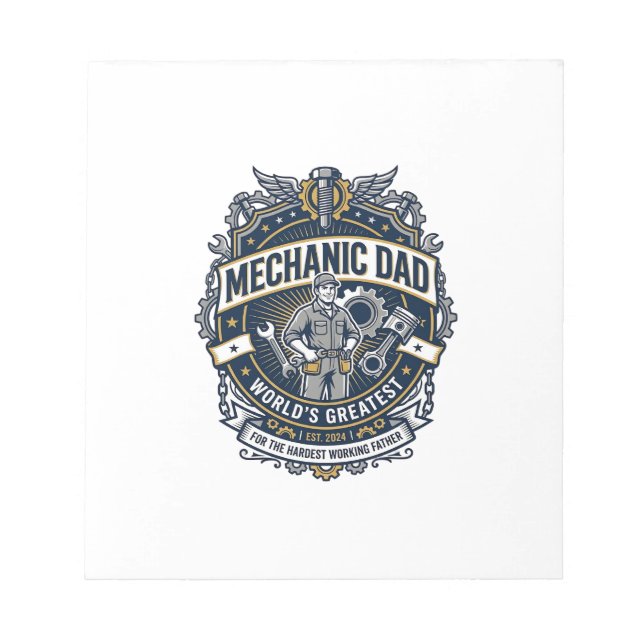 Father Day Mechanic Dad Shirt Funny Working Dad Gi Notepad (Front)