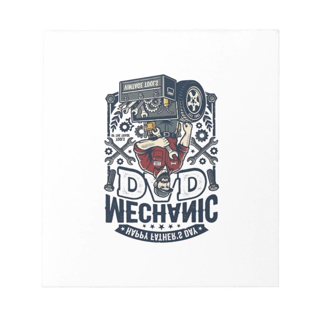 Father Day Mechanic Dad Shirt Funny Working Dad Gi Notepad (Front)