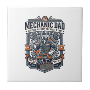 Father Day Mechanic Dad Shirt Funny Working Dad Gi Tile