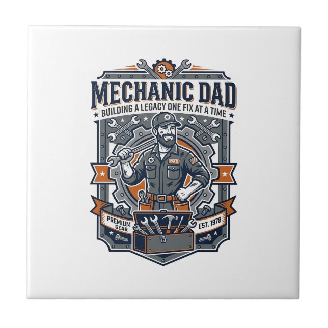 Father Day Mechanic Dad Shirt Funny Working Dad Gi Tile (Front)