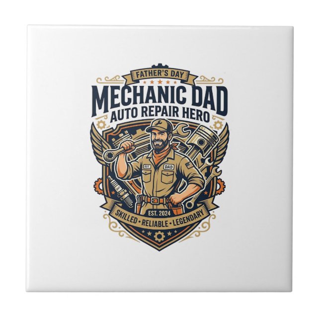 Father Day Mechanic Dad Shirt Funny Working Dad Gi Tile (Front)