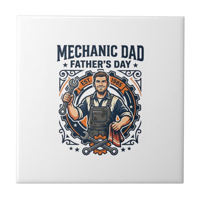 Father Day Mechanic Dad Shirt Funny Working Dad Gi Tile (Front)