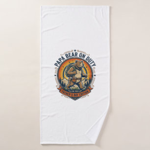 Father Day Papa Bear On Duty Shirt Funny Animal Da Bath Towel