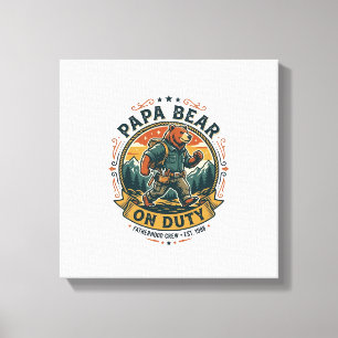 Father Day Papa Bear On Duty Shirt Funny Animal Da Canvas Print