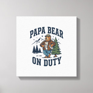 Father Day Papa Bear On Duty Shirt Funny Animal Da Canvas Print