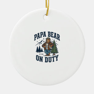 Father Day Papa Bear On Duty Shirt Funny Animal Da Ceramic Tree Decoration