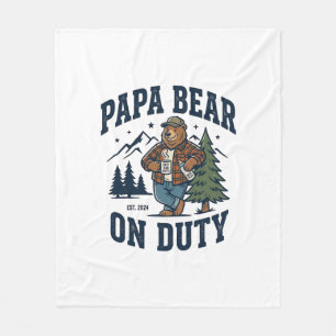 Father Day Papa Bear On Duty Shirt Funny Animal Da Fleece Blanket