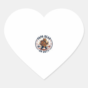 Father Day Papa Bear On Duty Shirt Funny Animal Da Heart Sticker