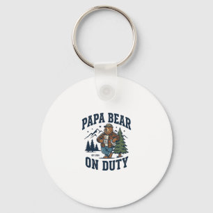 Father Day Papa Bear On Duty Shirt Funny Animal Da Key Ring