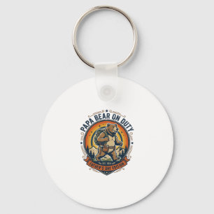 Father Day Papa Bear On Duty Shirt Funny Animal Da Key Ring
