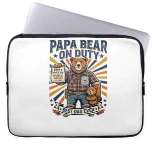 Father Day Papa Bear On Duty Shirt Funny Animal Da Laptop Sleeve
