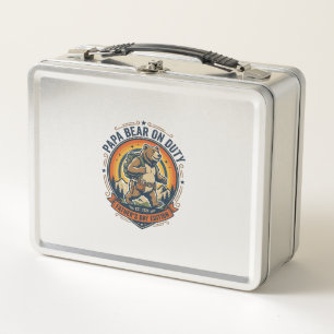 Father Day Papa Bear On Duty Shirt Funny Animal Da Metal Lunch Box