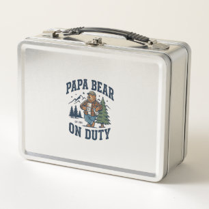 Father Day Papa Bear On Duty Shirt Funny Animal Da Metal Lunch Box