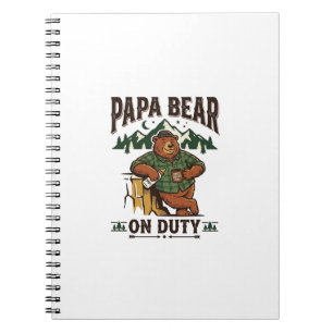 Father Day Papa Bear On Duty Shirt Funny Animal Da Notebook