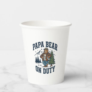 Father Day Papa Bear On Duty Shirt Funny Animal Da Paper Cups