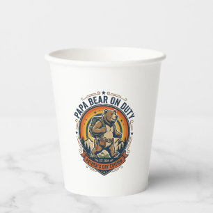 Father Day Papa Bear On Duty Shirt Funny Animal Da Paper Cups