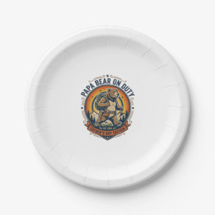 Father Day Papa Bear On Duty Shirt Funny Animal Da Paper Plate