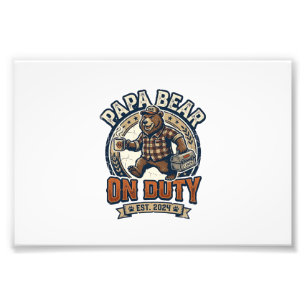 Father Day Papa Bear On Duty Shirt Funny Animal Da Photo Print