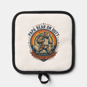 Father Day Papa Bear On Duty Shirt Funny Animal Da Pot Holder