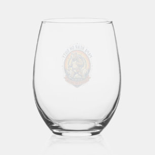 Father Day Papa Bear On Duty Shirt Funny Animal Da Stemless Wine Glass