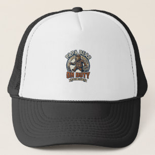 Father Day Papa Bear On Duty Shirt Funny Animal Da Trucker Hat